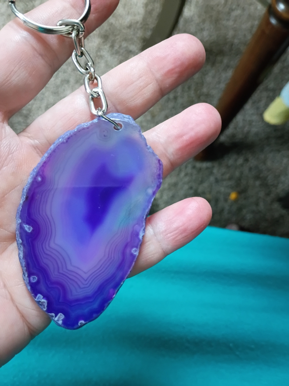 Purple Agate Slice Keychain Pendant - Women Jewelry